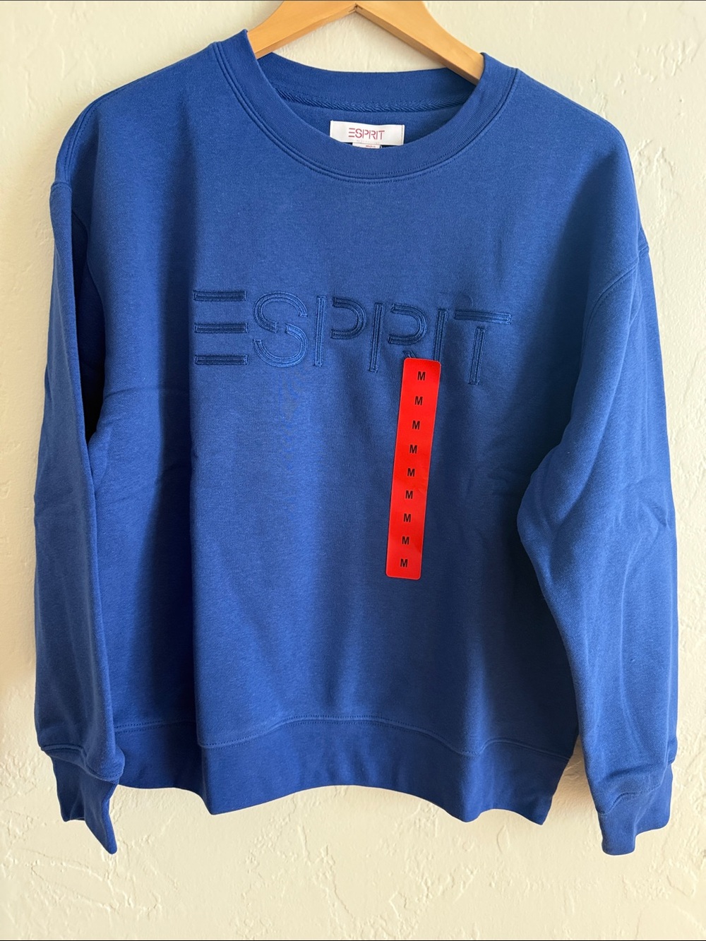 NWT Esprit Royal Blue Crewneck Sweatshirt with Embroidered Logo